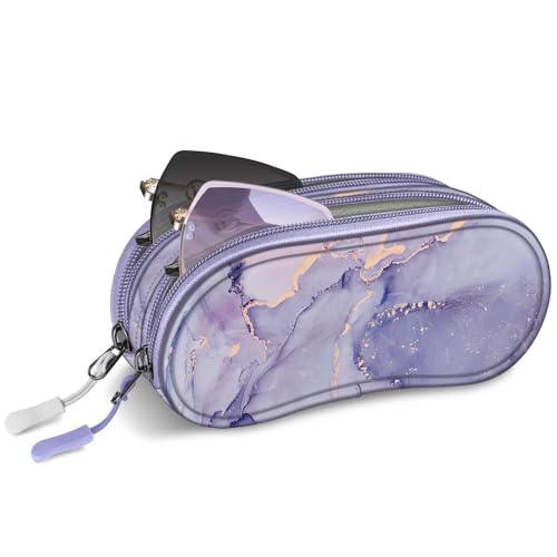 Image of FINTIE Double Sunglasses Case, Soft Portable Eyeglasses Pouch with Carabiner Clip, Dual Zipper Compartments for Men Women