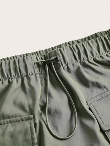 Women's Flowy Trendy Skirt Solid Color Drawstring Waist Cargo Skirt2