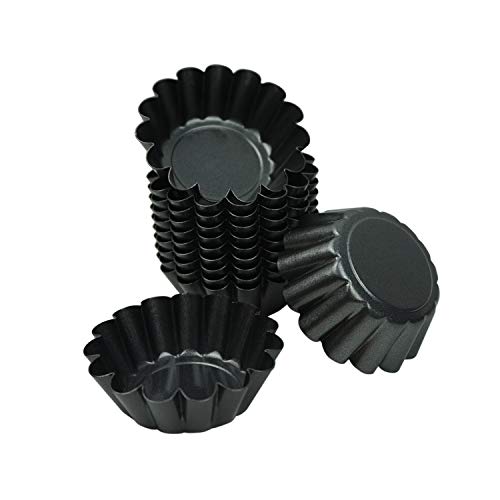 Proshopping 12 Packs Min Egg Tart Pan, Non-stick Carbon Steel Egg Tart Molds,Tartlet Tins,Mini Pie Mould, Muffin Cupcake Pudding Baking Cup Maker - for Pies, Chinese Egg Tart, Cakes (Size 2.6"x 0.9")