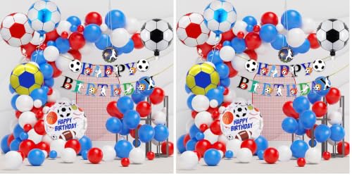 Image of Rozi Decoration 53-Piece Blue Football Theme Birthday Party Decor Set - Foil, Latex & Paper Balloons for Kids, Girls & Boys (Pack of 2)