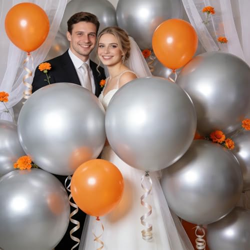Image of 32Pcs Pearl Silver Big Balloons 18 Inch, Silver Round Large Latex Party Balloons for Birthday Wedding Decorations.