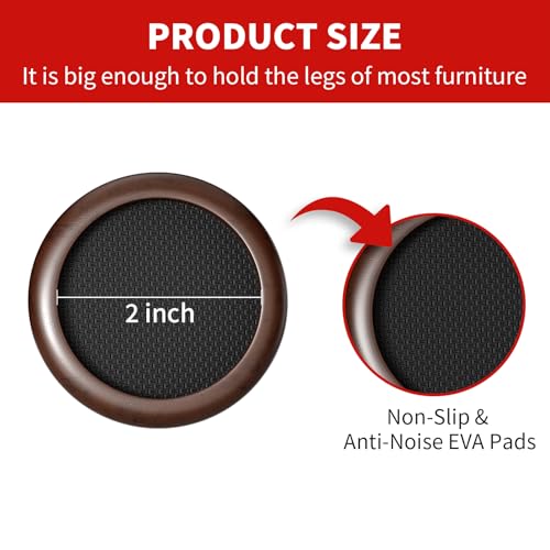 Ezprotekt Non Slip Wood Furniture Caster Cups Φ 50 mm, 12 PCS Furniture Cups - Image 2