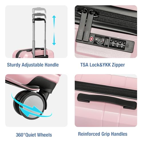 KYME Carry On Luggage 22x14x9 Airline Approved with TSA Lock Hard Shell Carry On Suitcase Lightweight Suitcases with Wheels Small Luggage for Men Women,Carry-On 20 Inch,Pink - Image 5