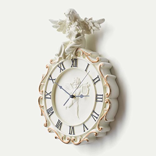 XZJT Hanging Clock European Style Pasta Quiet Living Room Large Clocks Bedroom Wall Clock Creative Personality Angel Wall Clock
