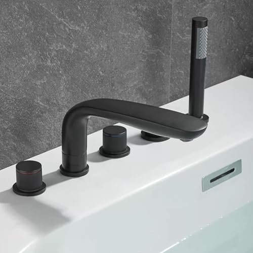 Mitigeur de Bain-Douche sur Pont Noir avec Inverseur 2 Modes et Bec Pivotant