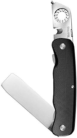 SHARPAL 179N 5-in-1 Broadhead Sharpener with Wrench & Fletching Stripper & Dual Grit Diamond Sharpening Stone, Anodized Aluminum Handle with Pocketclip, Ideal for Archer & Hunter, Outdoorsman