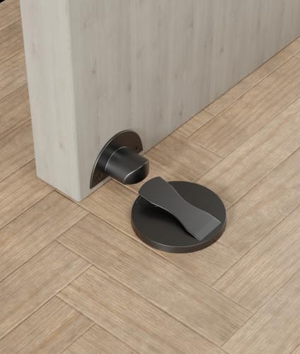 Image of Round Magnetic Door Stopper Black Finish Stainless Pack 2