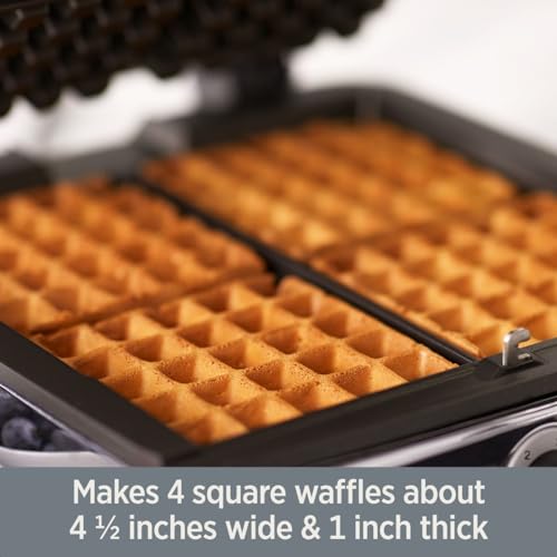 All-Clad Stainless Steel Waffle Maker 4 Section, Thick Belgium Waffle Makers, Upright Storage 1600 Watts, Nonstick, 6 Browning Levels, Dishwasher Safe by All-Clad - Image 2