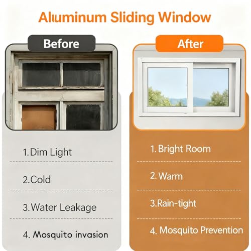 Ventana corrediza de aleación de aluminio con acabado blanco resistente 4