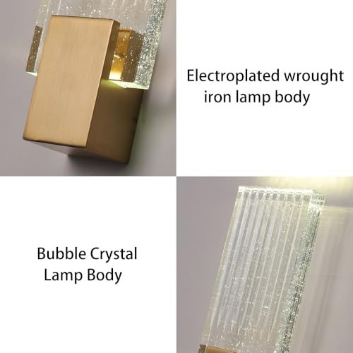Lámpara de acento rectangular con luz LED integrada y acabado dorado brillante 5