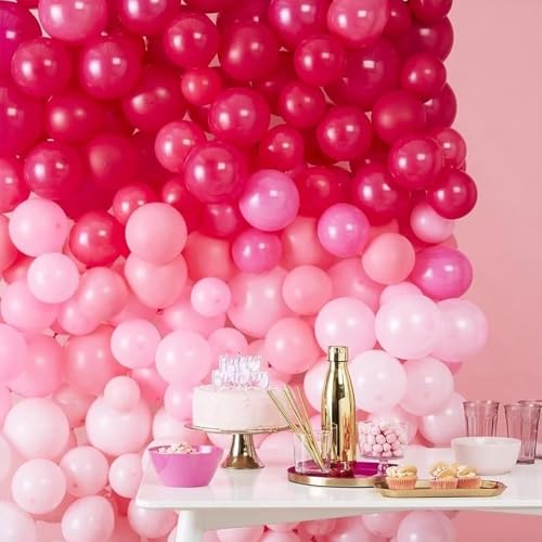 Image of CANREVEL Hot Pink Balloons - 50pcs 12 Inch Latex Balloons for Balloon Garland as Birthday Party Baby Bridal Shower Wedding Princess Theme Decoration