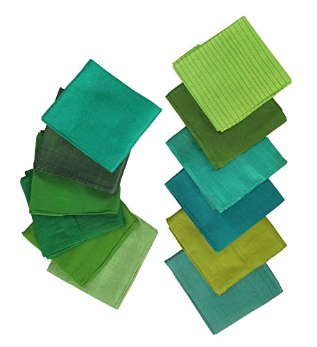 Soie sari en coupons fat quarter pour patchwork fluide et patchwork de soie vert - 5