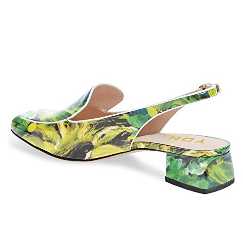 Image of YDN Women Closed Square Toe Block Low Heels Slingback Formal Loafer Dressy Shoes Office Lady Pump Size 4-15 US