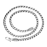 Genérico Cadena for Hombres o Mujeres Collar de Cadena de Eslabones con Cierre de Hueso de Dragón de 5mm de Plata Tailandesa Vintage for Mujeres y Hombres(55cm)