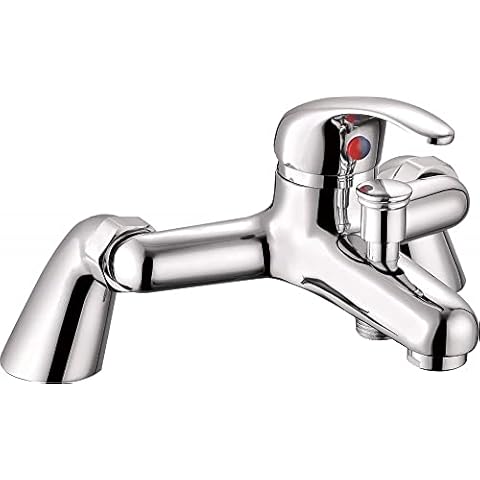 VeeBath Egham Modern Round Monobloc Single Lever Bath Shower Mixer Tap Bathroom Tub Filler Brass Faucet with Shower Head - Chrome Cover