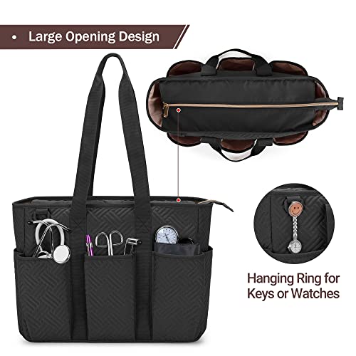 Fasrom Nurse Tote Bag for Work Nurses Clinical Bag for Nursing School Students and Home Health Care Staff, Black (Empty Bag Only) - Image 3
