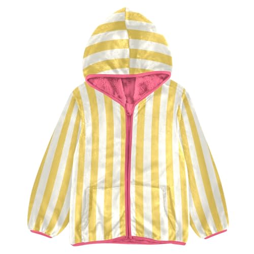 GuoChe Striped Seamless Pattern Girls Sherpa Jacket With Hood