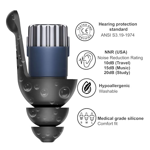 Mixx Assistive Audio Noise-Reducing Earplugs with 3 Adjustable Levels (10dB, 15dB, 20dB) – Adaptive Reusable Ear Plugs for Concerts, Travel, Work & Sleep – Hypoallergenic, Ultra-Comfortable Silicone.