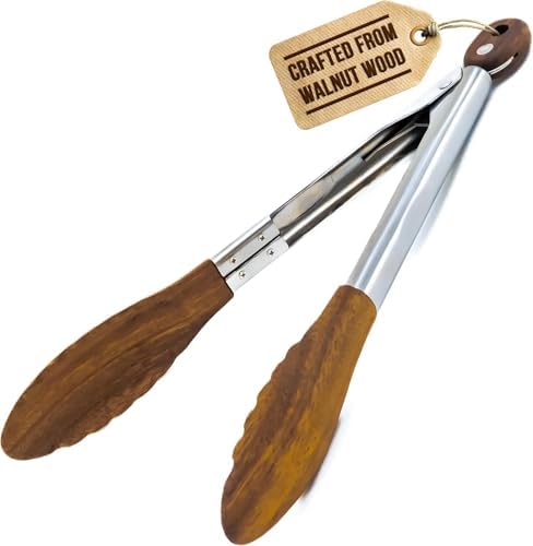 Boxiki Kitchen Wooden Tongs for Cooking - Nonstick Kitchen Salad ...