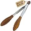 Boxiki Kitchen Tongs for Cooking with Walnut Wooden Tips - Wooden Tongs Ideal for BBQ, Salad, Toaster, Bread & Pickles - Made of Natural Walnut Wood, Size 12 Inch