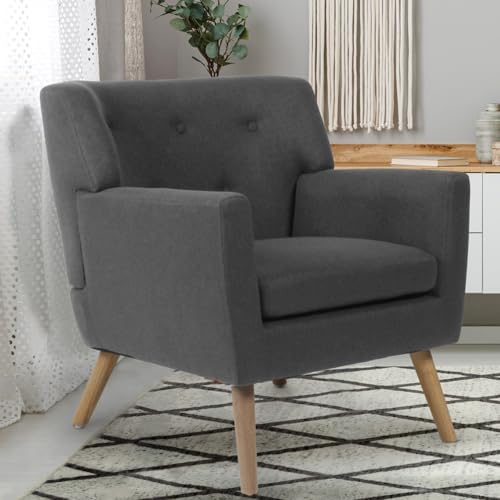 Fauteuil scandinave LIV gris, coussin moelleux IDMarket