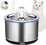 Ewilibe Trinkbrunnen für Katze Edelstahl Katzenbrunnen 2.5L Leise Katzen Automatischer Wasserbrunnen Hunde Haustier mit LED Nachtlicht und Aktivkohlefilter und 2 Reinigungsbürsten