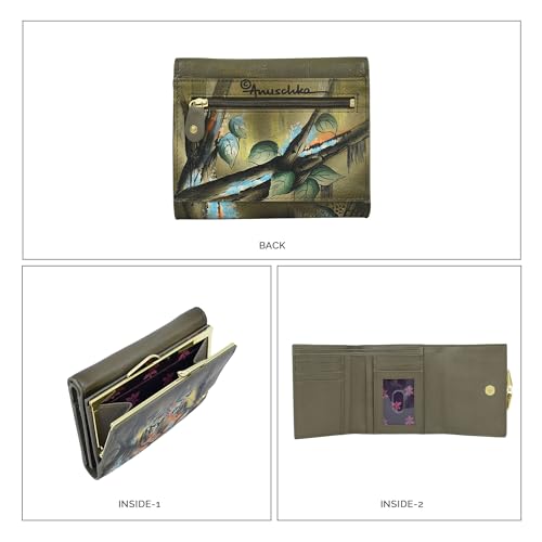 Anuschka Women's Original Hand-Painted Genuine Leather RFID Blocking Three Fold Flap Wallet3