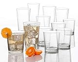 Circleware Paragon Honeycomb 12 piece Glassware Set Highball Drinking Glasses & Whiskey Cups, Beverage Tumbler for Water, Beer, Juice, Ice Tea Bar, 6-15.75 oz & 6-12.5 oz