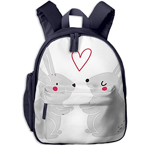 Mochilas Infantiles  Bolsa Niño Bebe Guarderia Escolar con Conejitos corazón para Niños