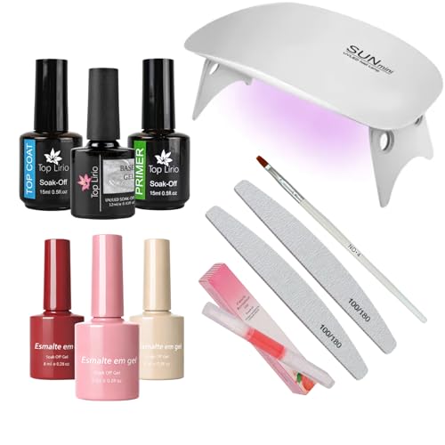 Kit Esmaltação Unha Gel com Cabine LED/UV, Esmaltes e Acessórios Profissionais