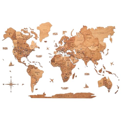 Enjoy The Wood 3D Wood World Map Wall Art Large