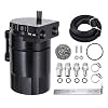 EVIL ENERGY Oil Catch Can, Universal Baffled Catch Can Kit with NBR Fuel Hose, 300ml Aluminum Air Oil Separator Tank for PCV System