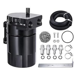 EVIL ENERGY Oil Catch Can, Universal Baffled Catch Can Kit with NBR Fuel Hose, 300ml Aluminum Air Oil Separator Tank for PCV System