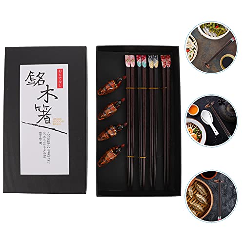 Upkoch 1Set Natural Bamboo Sticks Chopsticks Dishwasher Holder Sushi Gift Portable Classic Noodles With Home Wooden Wood Rests Chopstick Japanese For Chop Serving Style Camping Practical #TOP5
