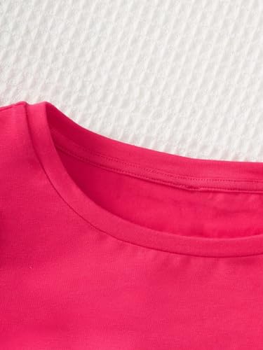 MakeMeChic Girl's 2 Piece Cute Outfit Crew Neck Crop Tops and Strawberry Cami Dress Set3