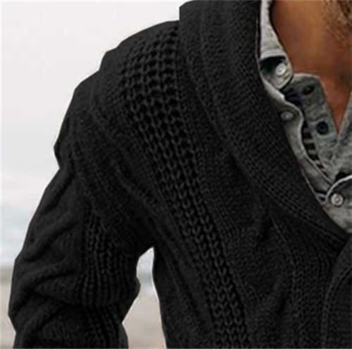 Mens Casual Cable Knitted Sweaters Plus Size Shawl Collar Button Long Sleeve Cardigan Fall Winter Warm Sweater3