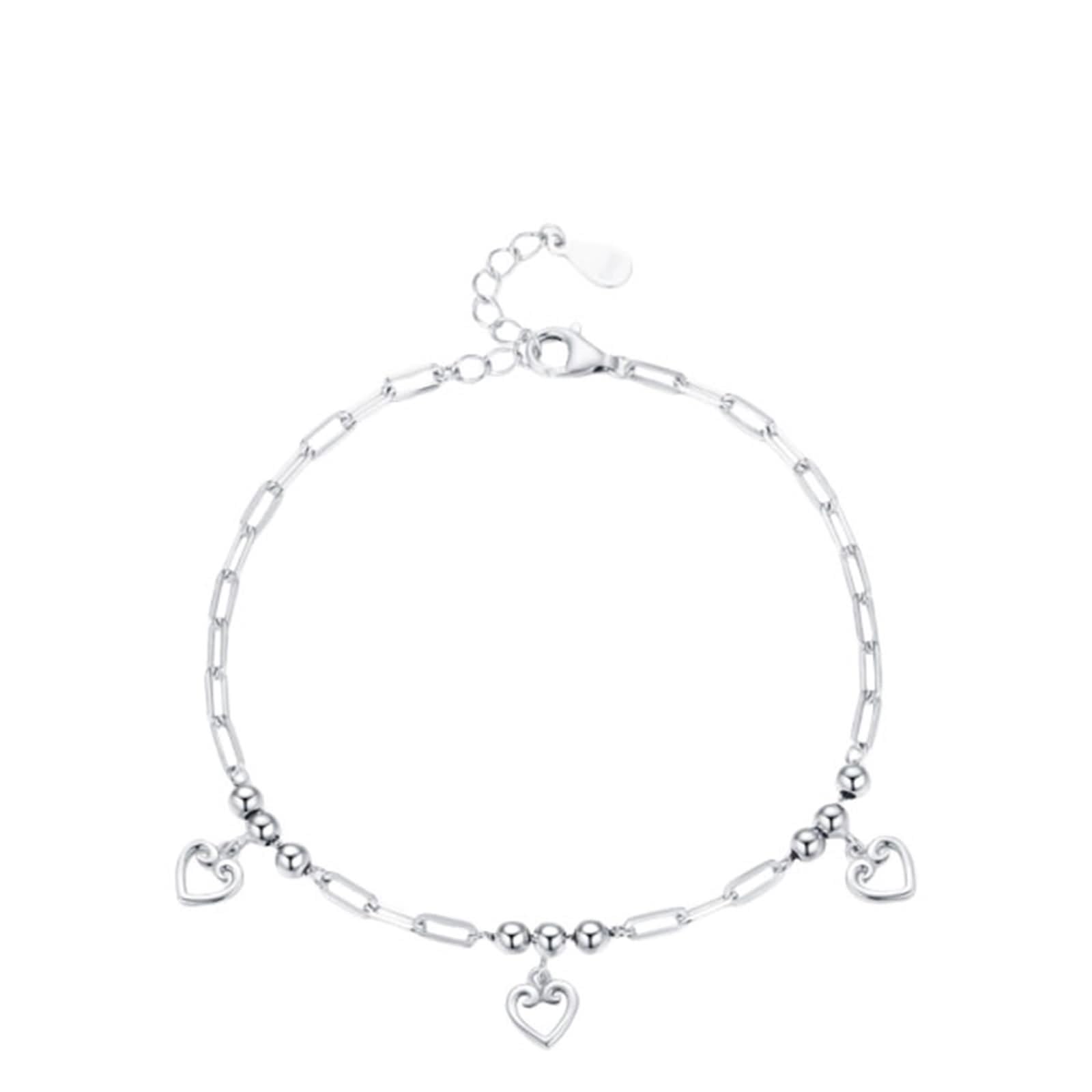 Bonita pulsera, pulsera para mujer con colgante de corazón, oro blanco y platino, joyería delicada