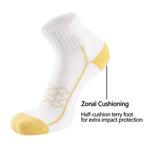 Hepsibah Womens Ankle Athletic Socks Cotton Thick Cushioned Low Cut Running Socks 6 Pack Color White 6Pack Size Us Shoe Size 6-11 thumb #4