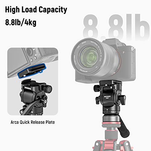 Neewer Tripod Fluid Head With +/-10° Leveling Base(37Mm Dia.), Metal Pan Tilt Head With Arca Type Qr Plate, Telescopic Handle For Compact Video Camera Dslr Camera, Max Load 8.8Lb/4Kg, Gm27 #TOP2