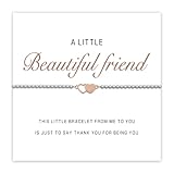 Marsquesa Friendship Bracelet Gifts for Women Girls, S925 Silver Beads Hearts Bracelet Best Friend Jewellery Birthday Christmas BBF Gifts for Teen Bestie (Beautiful Friend)