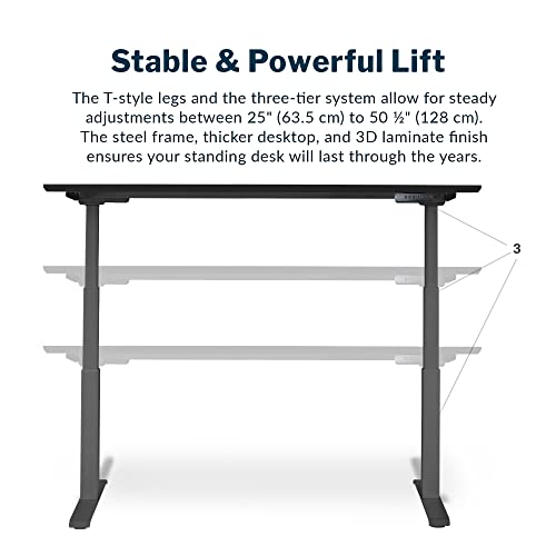 Vari Electric Standing Desk 72" X 30" (Varidesk) - Electric Height Adjustable Desk - Standing Desk For Office Or Home - Adjustable Standing Desk - Powerful Dual Motor Sit Stand Desk - Black #TOP2