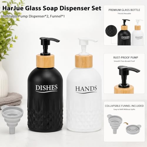 Image of Glass Soap Dispenser Set, Refillable Dish Soap Pump Dispenser, Kitchen Bathroom Counter Shampoo Conditioner Dispenser (Pump Dispenser Only)