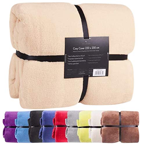 Feluna Couverture câline XXL Couverture en Microfibre Couvre-lit Couverture de séjour avec Toucher Cachemire 220 x 200 cm (Vanille) Cover