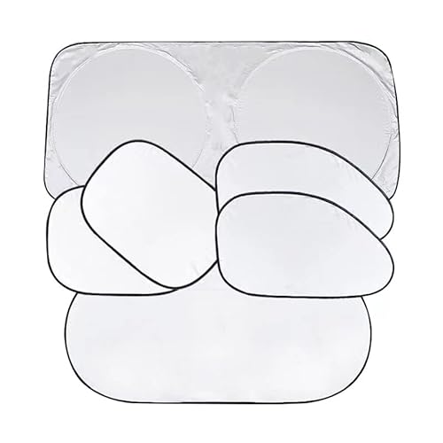 6点セット 車 サンシェード 日よけ 自動開く 簡単収納 車窓日よけ 記憶形状 折りたたみ カーシェード 遮光99% UVカット 断熱 夏対策 吸盤 軽自動車 小型車 SUV車