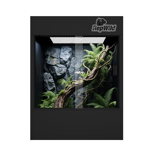 33 Gallon PVC Tall Reptile Tank/Terrarium, RepWild 18' x 18' x 24' Arboreal Reptile Habitat Enclosure with Sliding Door & Heavy-Duty Screen for Amphibians, Crested Gecko Lizard Chameleon
