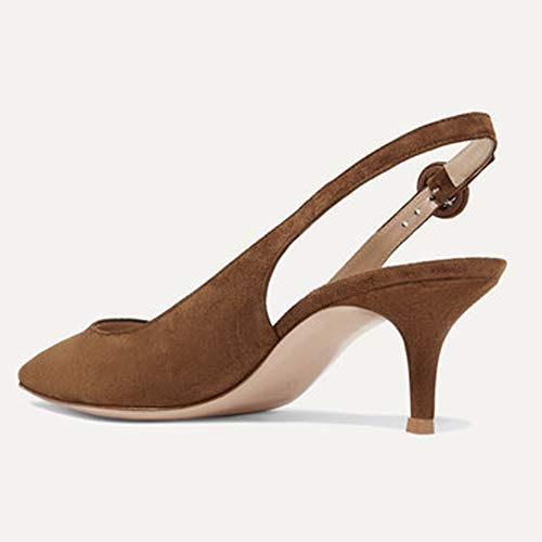 Divanne Slingback Pumps, Women's Pointed Toe Low Heel Sandals Slingback Strap Kitten Heel Pumps Evening Party Wedding Shoes2