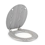 Beldray Grey Wooden Effect Toilet Seat – Classic Design, Easy to Fit & Remove, Fits Most Standard Sized Toilets, Seat Size 37 x 43 cm(w x d), Lid Size 34 x 41.5cm Easy Clean, Durable Zinc Hinges
