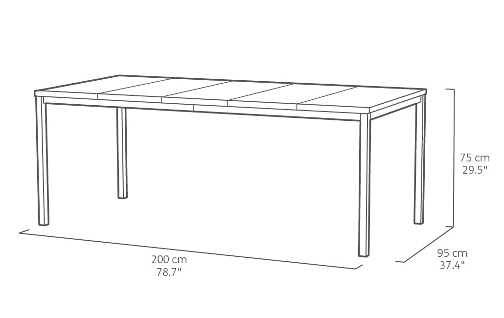 Keter Avon - Mesa Comedor Rectangular Exterior, jardín, terraza, 200 x 95 x 75 cm, Capacidad 8 Personas, Resina, Tablero Acabado imitación Madera, Marco Blanco