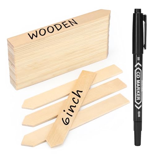 KINGLAKE 50 Pcs 6 Wood Plant Labels Wooden Garden Plant Tags Wooden Plant Labels Waterproof Garden Plant Markers Garden Labels Sticks Garden Name Stakes for Plants Vegetable Garden