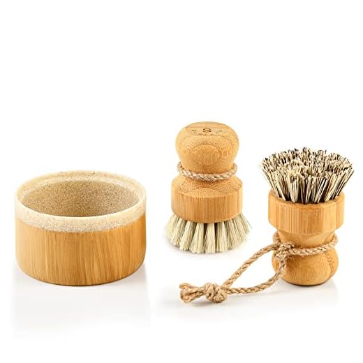 SUBEKYU Bubble Up Bamboo Dish Brush Set with Soap Holder, Wooden Dish Scrubber with Soap Dispenser, Natural Kitchen Scrub Brush, Washing Pot/Pans/Cast Iron, 2 Pack, Sisal + Coconut Palm Bristles